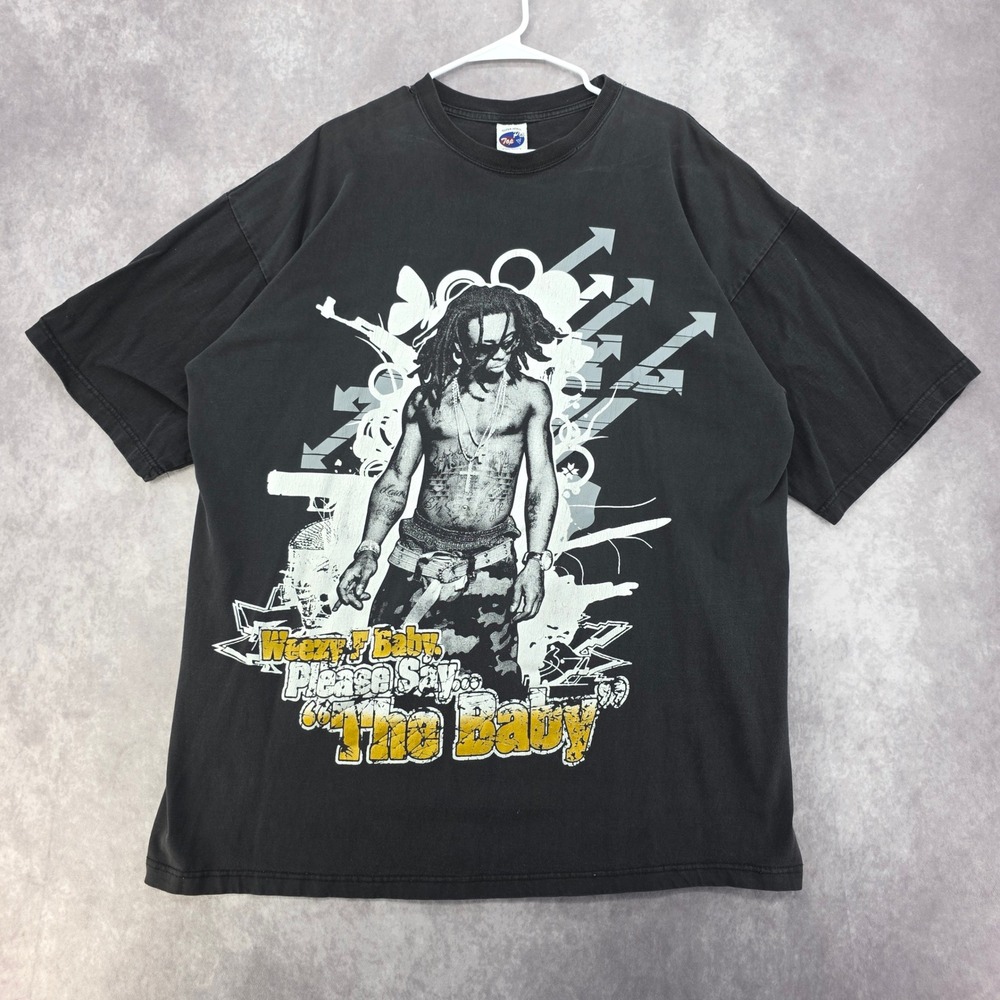 Vintage Lil Wayne Weezy F Baby Rap Tee Top Pro Super Heavy Black Shirt 3XL Tall
